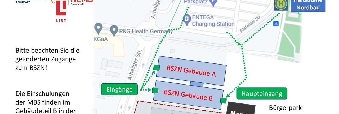 Geänderte Zugänge zum Berufsschulzentrum Nord Darmstadt